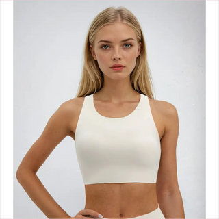 Reggiseno sportivo bianco awesome back top con design racerback e tessuto seamless