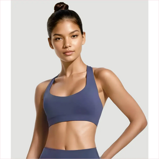 Reggiseno sportivo Breezy Bra blu con design a racerback e tessuto seamless
