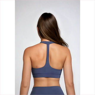 Reggiseno sportivo Breezy Bra blu navy con design a racerback e pannelli in mesh