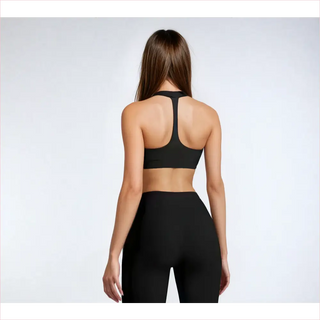 Reggiseno sportivo nero Breezy Bra con design a X e lati alti in tessuto elasticizzato