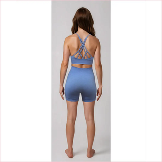 Blue gradient bubble gum set back view with crisscross design effetto seconda pelle sportive
