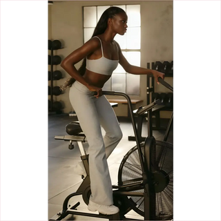 Leggings a zampa in cotone super morbido, bianche con rifiniture nere