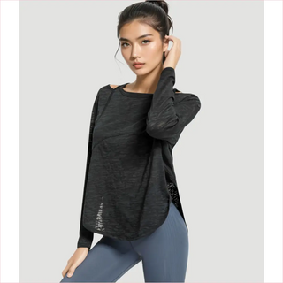 Maglia loose t-shirt nera con pannelli in mesh, polsini e orlo a costine Lululemon