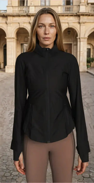 Manhattan wind jacket nero con zip collo alto e tasche laterali