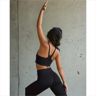 Racerback crop nero atletico seamless, retro racerback