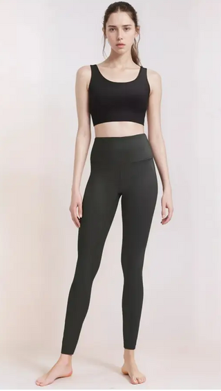 Leggings super soft high waisted in nero con tessuto elastico liscio e design seamless