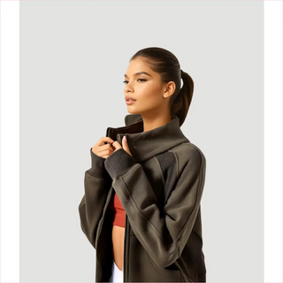 Felpa oversize grigio carbone con collo alto e polsini a costine, felpa Boston inspired by Aerie